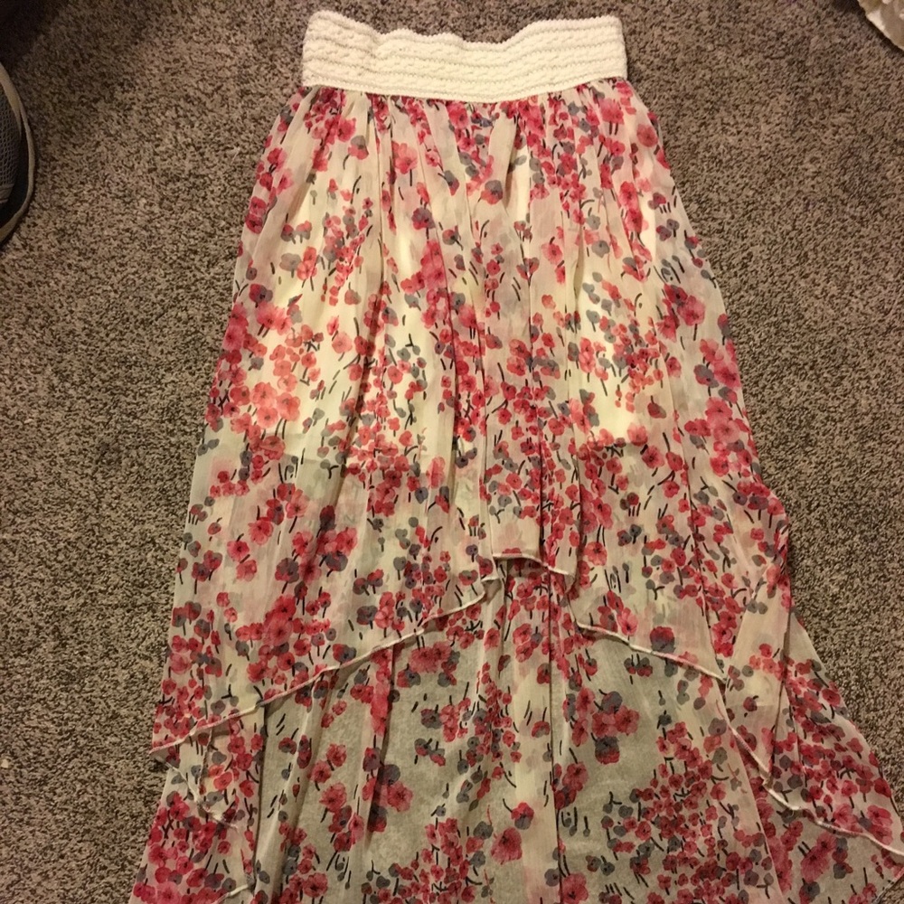 BB Couture Boho High Low Hi Lo Floral Skirt SM New
